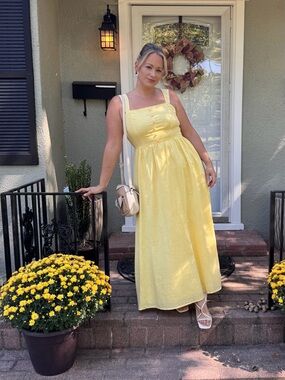 Yellow Square-Neck Caty Maxi Dress
